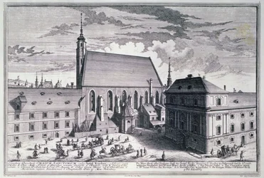 Veduta della Chiesa di Tutti i Santi, Vienna incisa da Johann-August Corvinus